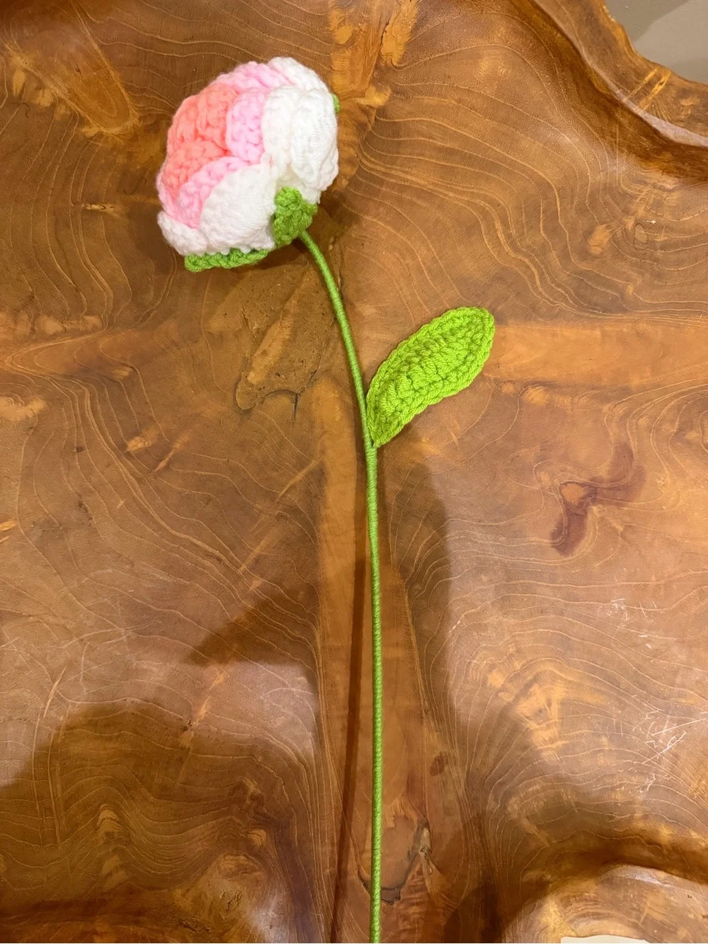 Bundle of 10 Handmade Crocheted Pink & White Floral Roses Bouquet Wedding Shower